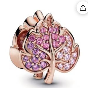PANDORA Jewelry Sparkling Pave Leaf Rose Charm